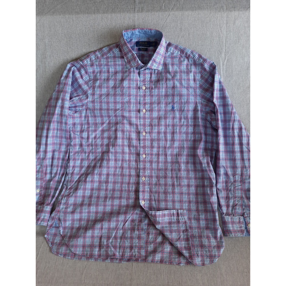 Polo Ralph Lauren Men Large Plaid Embroider Pony Button Shirt Stretch LongSleeve